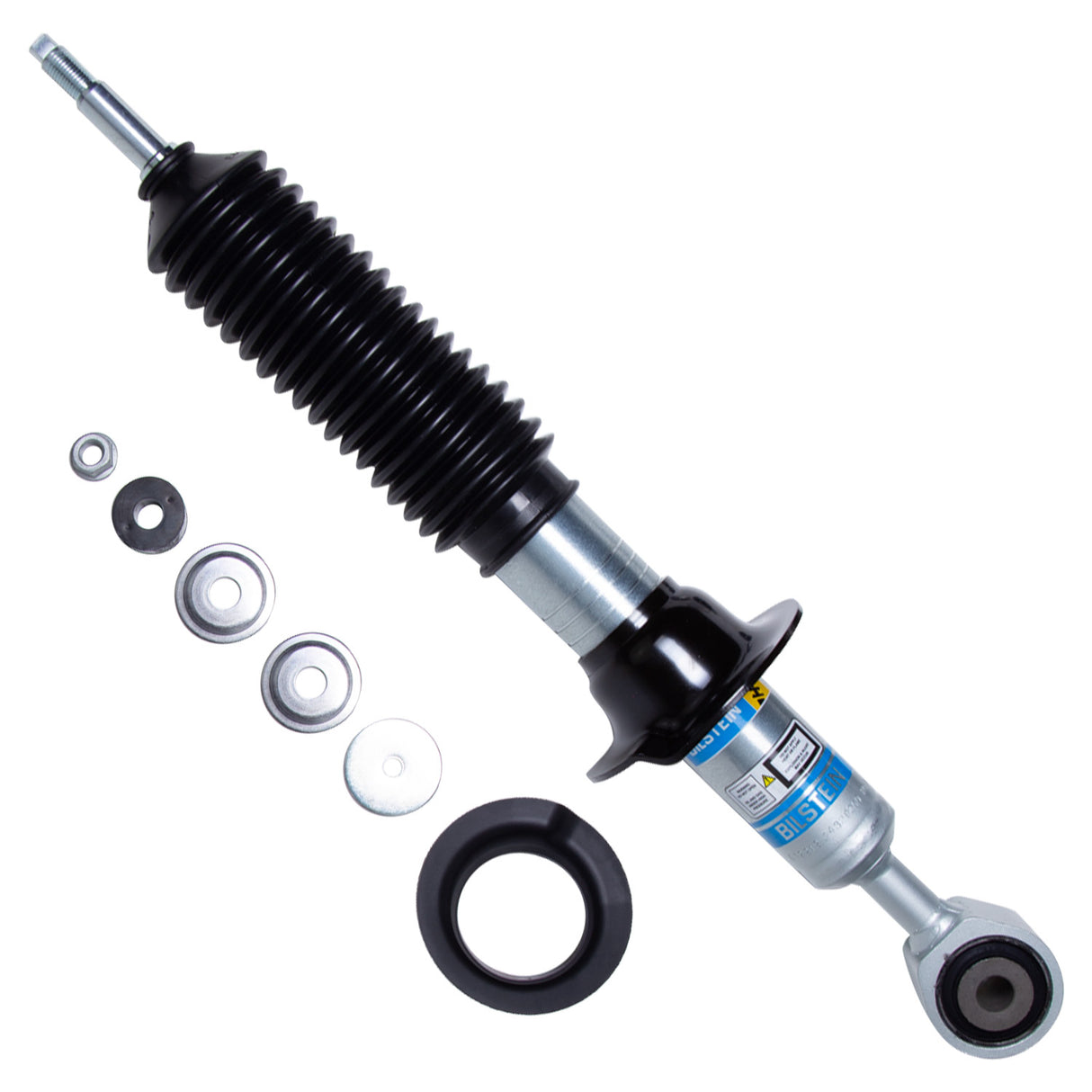 Black and silver shock absorber with spacers on a white background