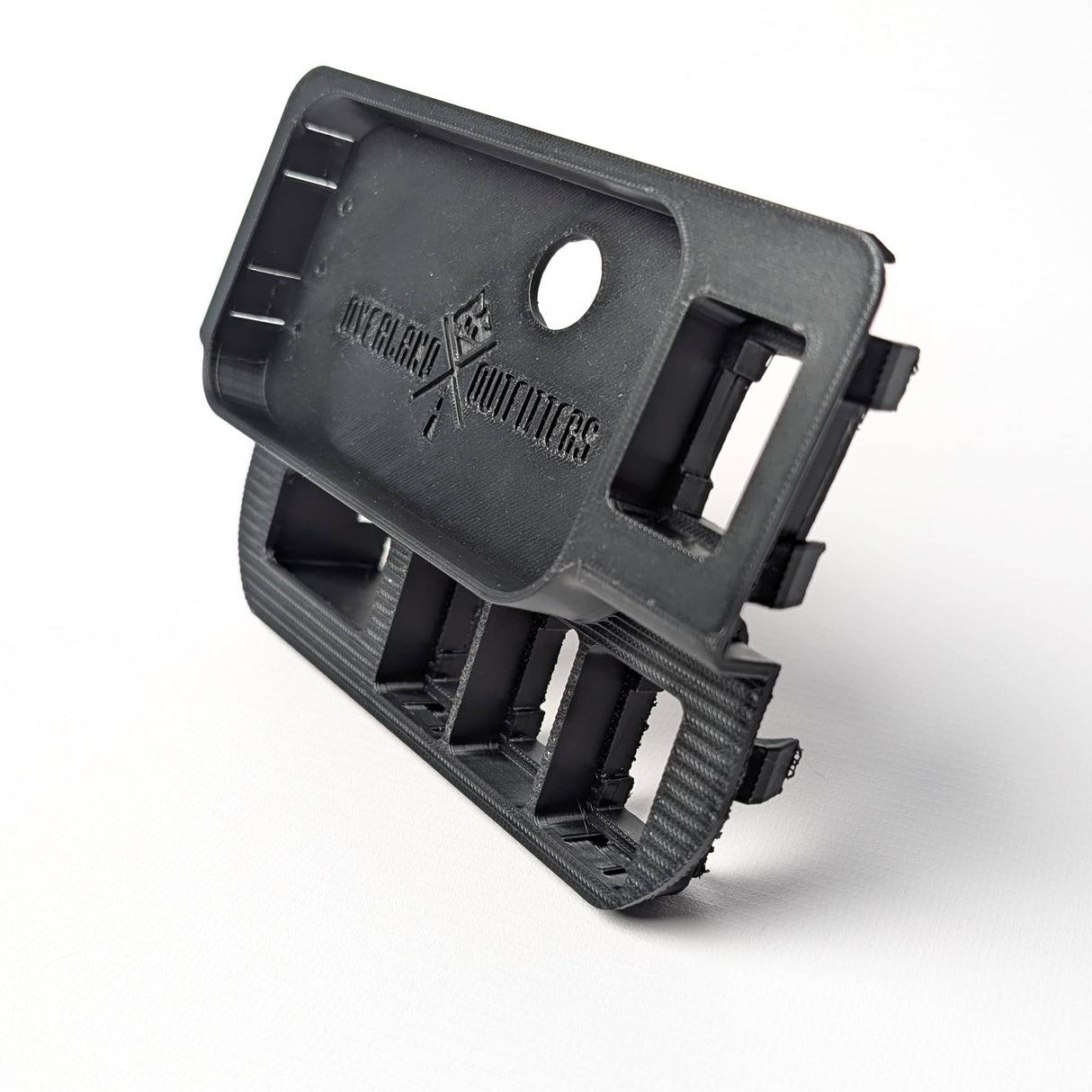 Side view of black panel with on a white background