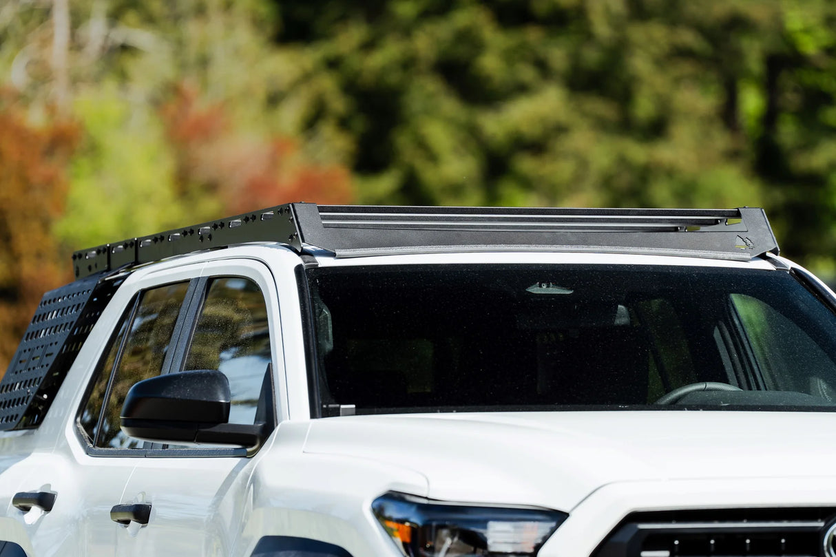 Close up of roof rack on white SUV