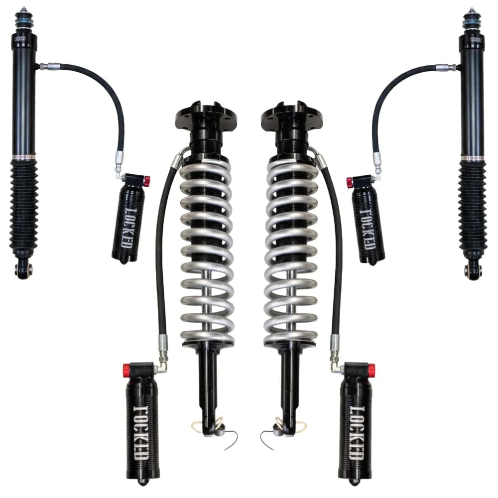 Set of suspension components with 'Locked' branding on a white background