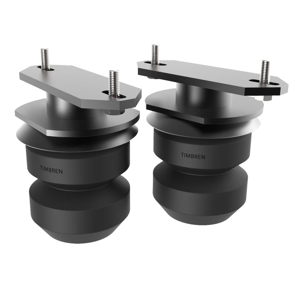 Two Timbren Active Off-Road Bump Stop components, consisting of black rubber springs with metal mounting brackets.