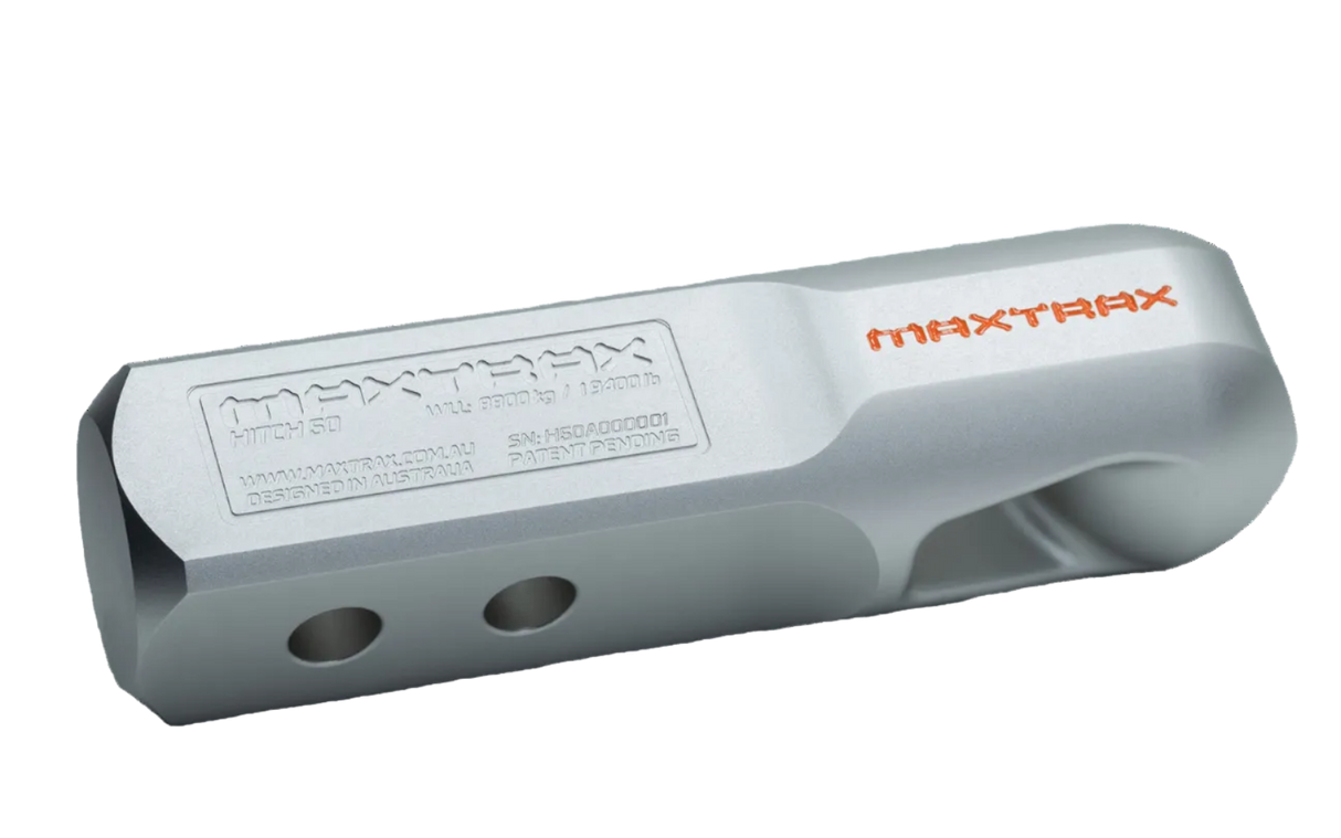 Maxtrax snowmobile plate with a bonus shackle on a white background