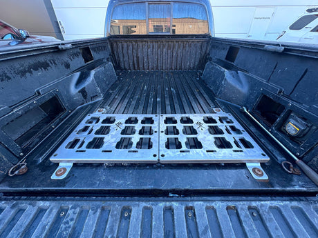 Truck bed with a metal frame structure inside