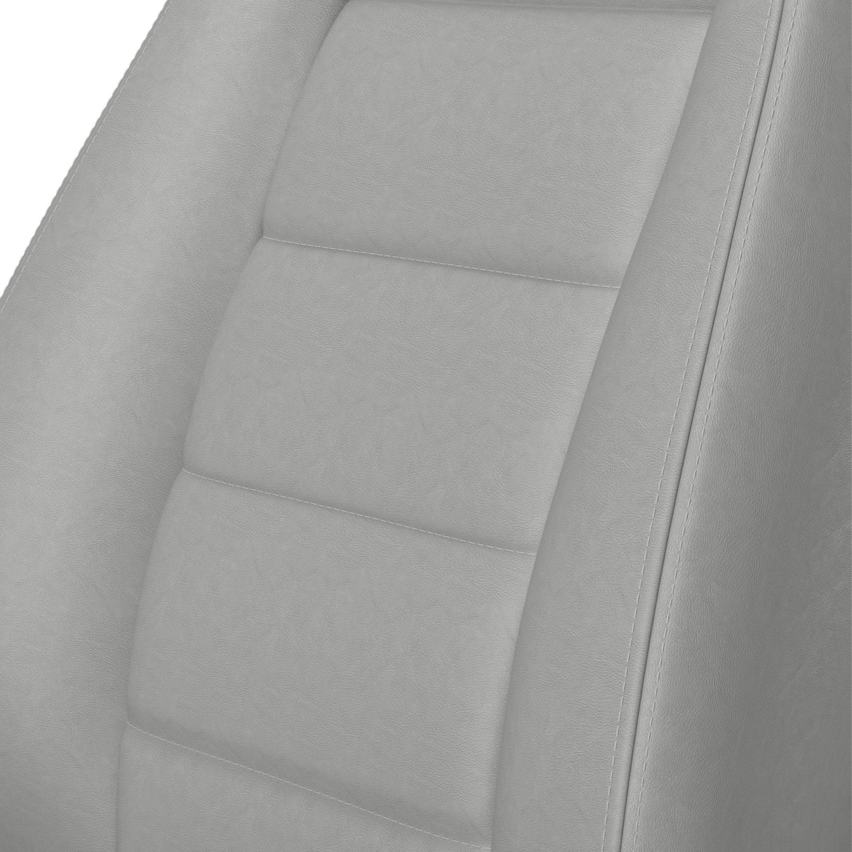 Gray car seat with quilted design on a white background