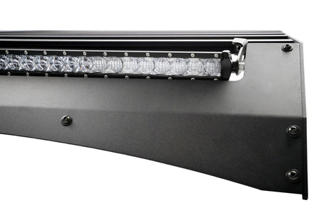 Close up of an LED light bar on a black background