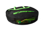 Black and green bag with 'MORRFlate' branding on a white background