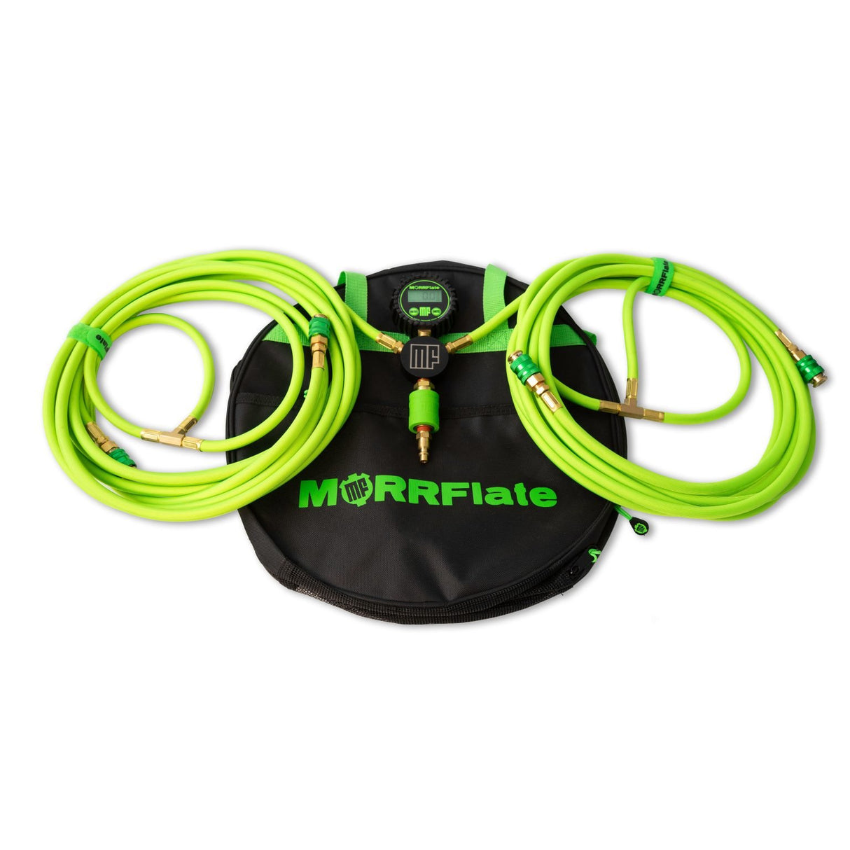 MORRFlate product with green hoses on a white background