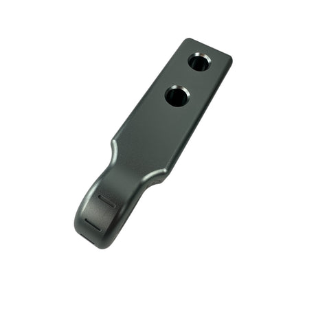 Metallic recovery tool handle with two holes on a white background