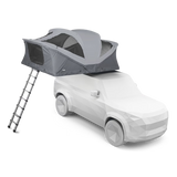 Car with a rooftop tent and ladder on a transparent background