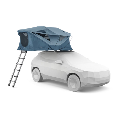 Roof tent attached to a car model on a white background
