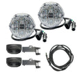 White SAE Plug n Play lights sitting on white background facing forward with plug and brackets below