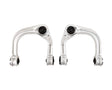 Two silver control arms on a white background