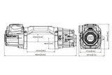 Technical drawing of the 10K winch with dimensions