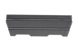 Black and white patterned object on a white background