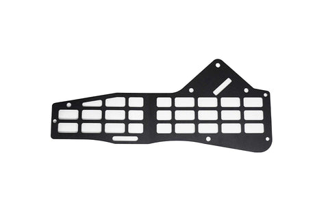 Black metal grille on a white background