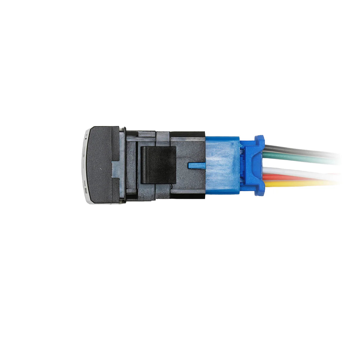 Close up of wire harness clipping into Switch from the side view