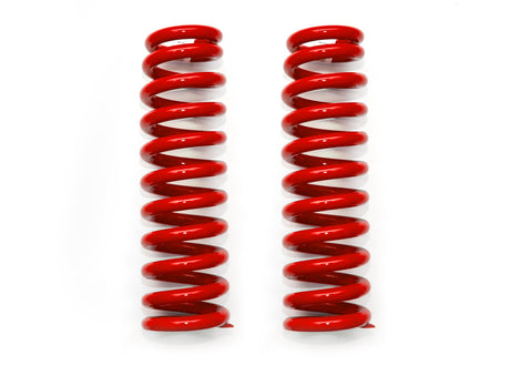 Two red coil springs on a white background