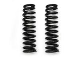 Two black coil springs on a white background