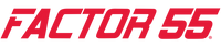 Red 'FACTOR 55' logo on a transparent background