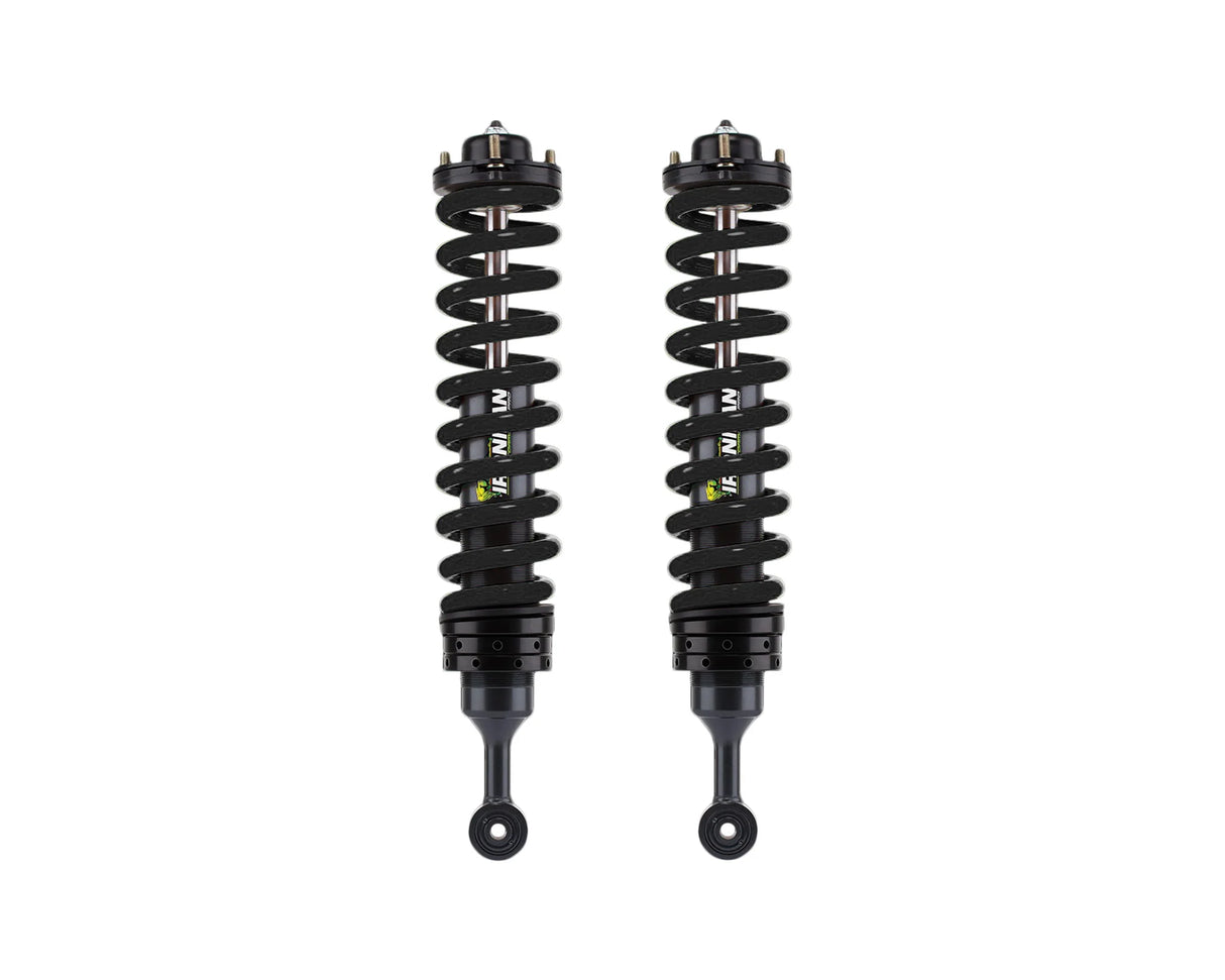 Two black shock absorbers on a white background