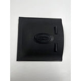 Black screen door with a logo on a white background