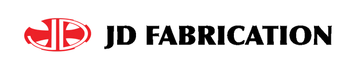 Logo of JD Fabrication with a red and black design.