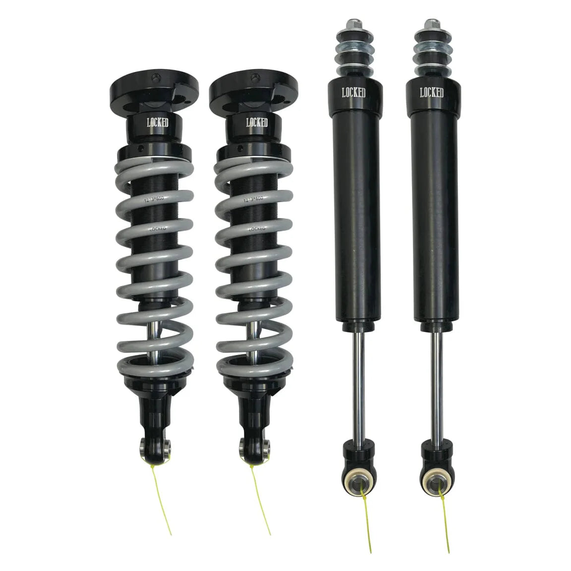Two pairs of shock absorbers on a white background