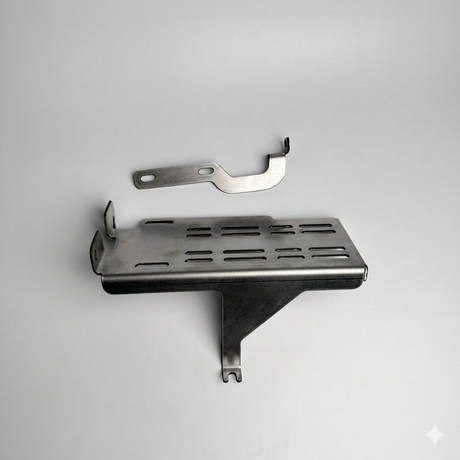 Metal mounting bracket on a white background