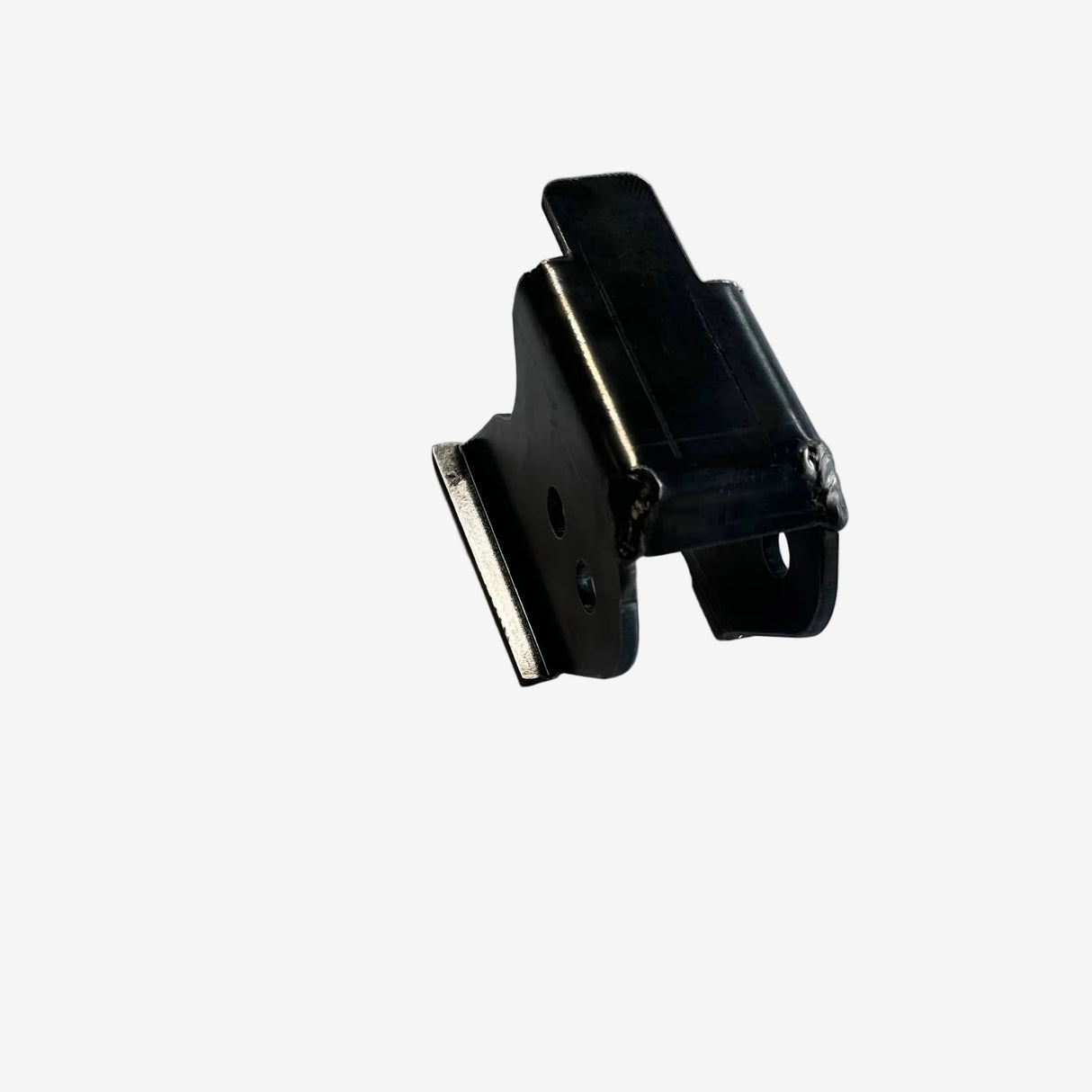 Black metal bracket on a white background