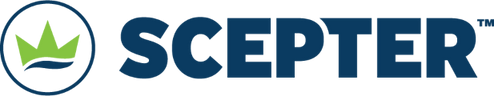 Scepter logo with a green crown icon on a transparent background
