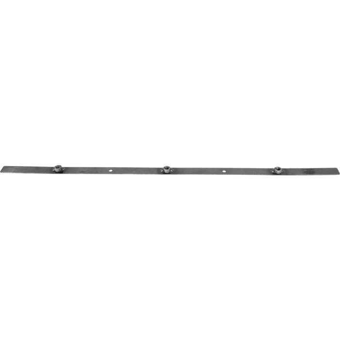 Long metal strip with holes on a white background