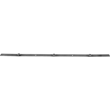 Long metal strip with holes on a white background
