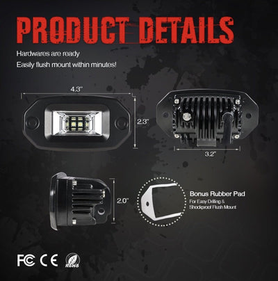 20W Flood Flush Mount LED Pod - Cali Raised LED